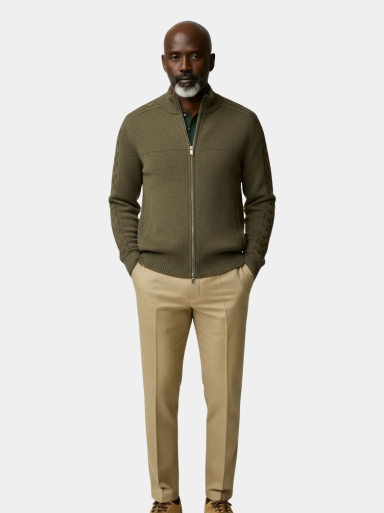 Cashmere Zip Sweater Knit Turtleneck