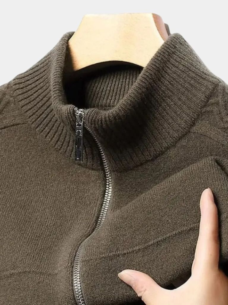 Cashmere Zip Sweater Knit Turtleneck