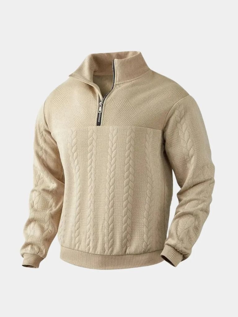 Essential Henley High Collar Quarter Zip Pullover
