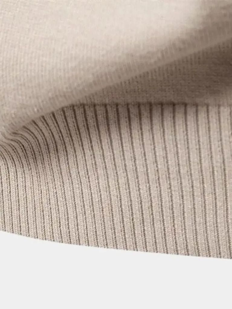 Half Zip Knitwear Solid Color Sweater - Major