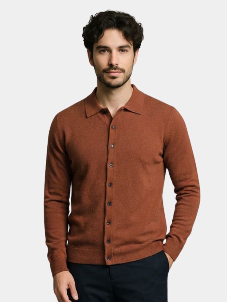 100% Cashmere Polo Cardigan