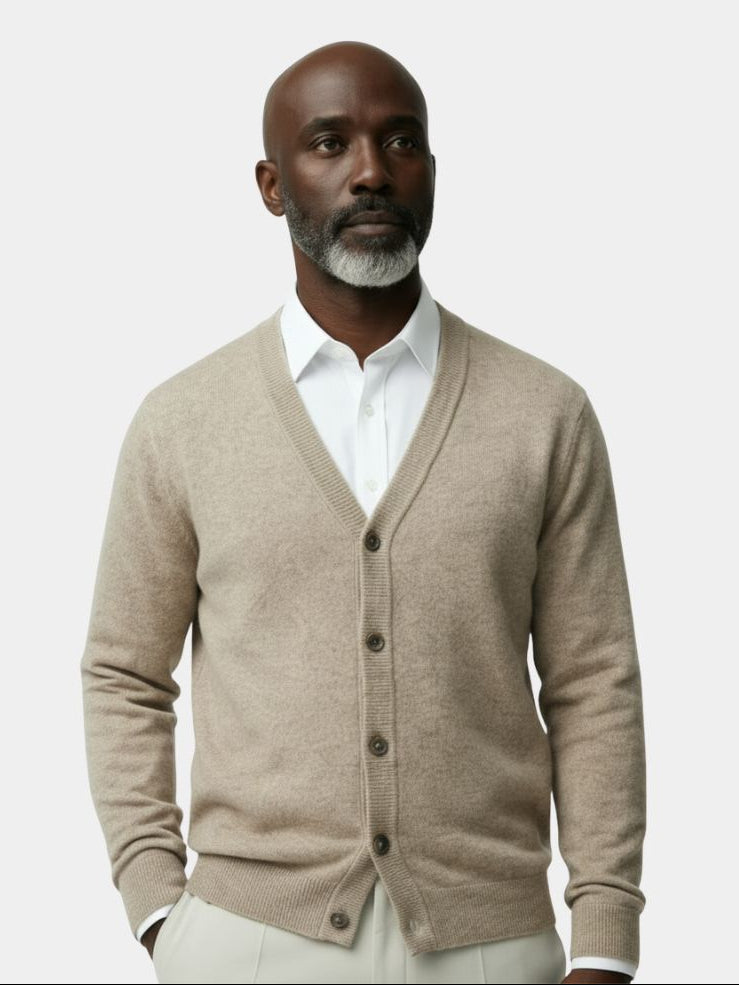 100% Merino Wool V Neck Knitwear Cardigan Sweater - Major