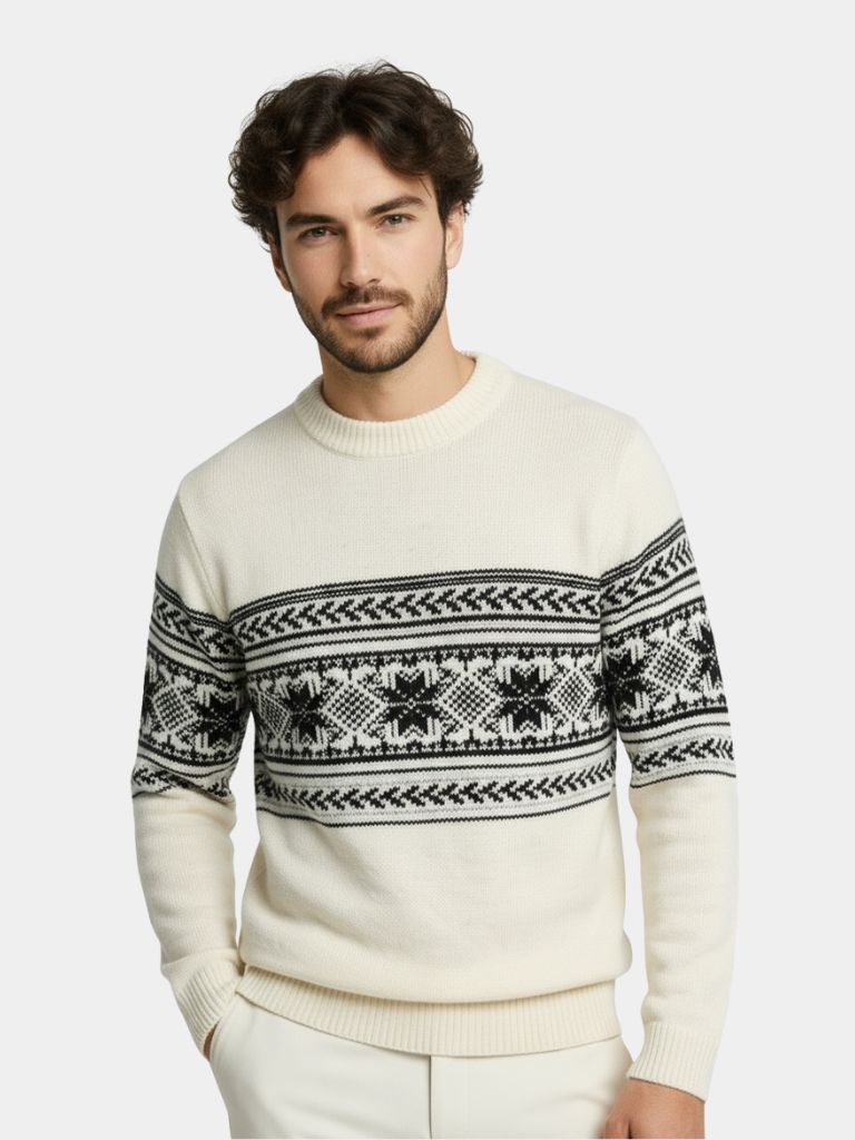 100% Wool Fair Isle Pullover Sweater Jumper - Major
