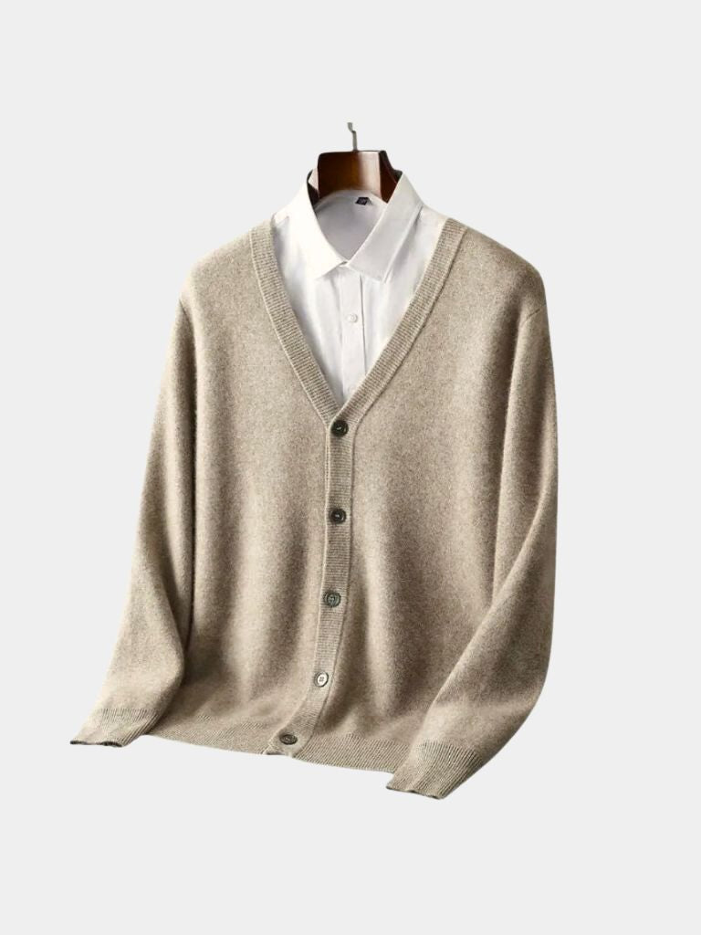 100% Merino Wool V Neck Knitwear Cardigan Sweater - Major