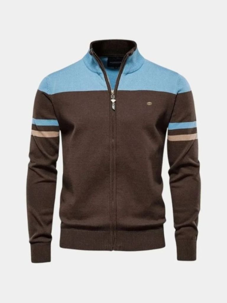 Cardigan Sweater Zipper Standing Collar Knitwear