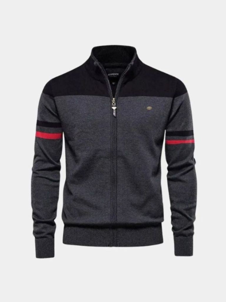 Cardigan Sweater Zipper Standing Collar Knitwear