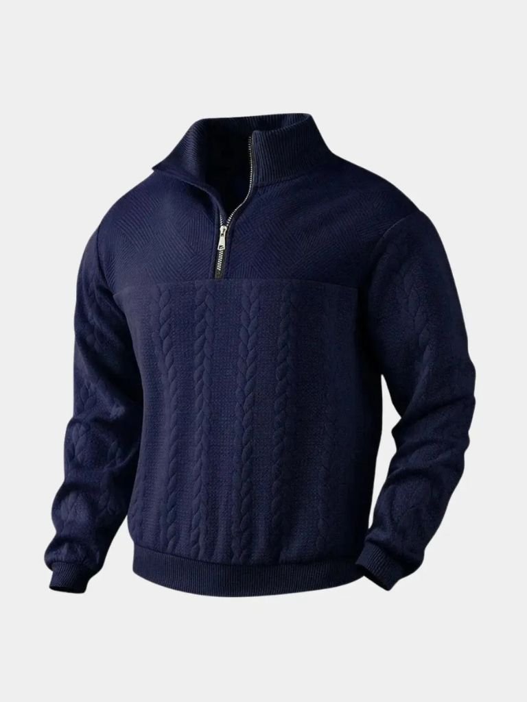Essential Henley High Collar Quarter Zip Pullover