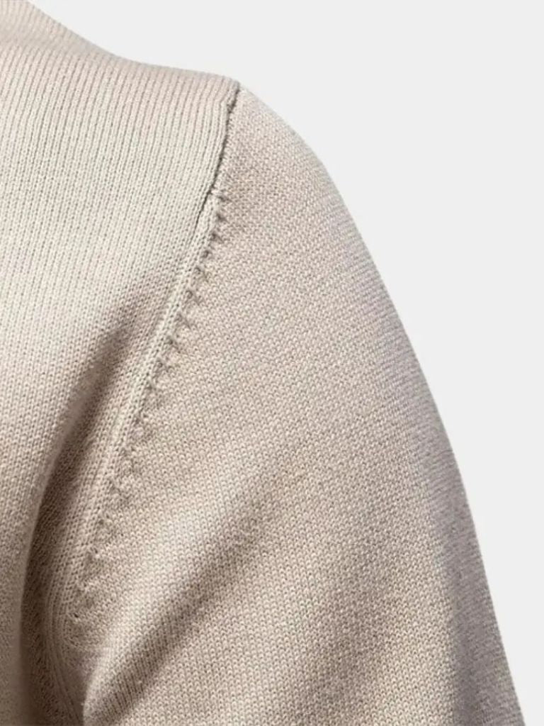 Half Zip Knitwear Solid Color Sweater - Major