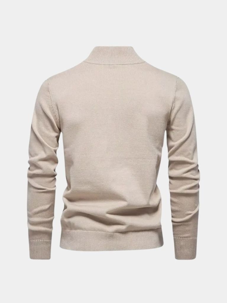 Half Zip Knitwear Solid Color Sweater - Major