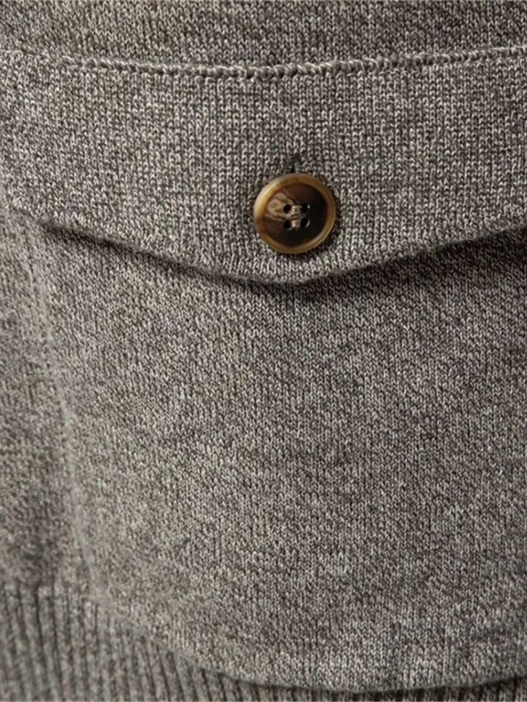 Knitted Stand Collar Cotton Cardigan